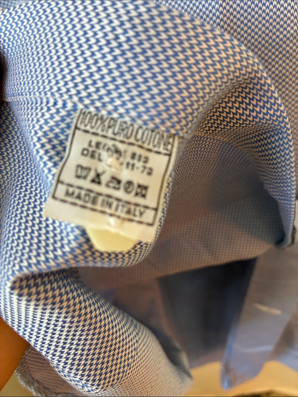 Angelo Galasso Blue Embroidered Dress Shirt Label - Picture 3 of 15